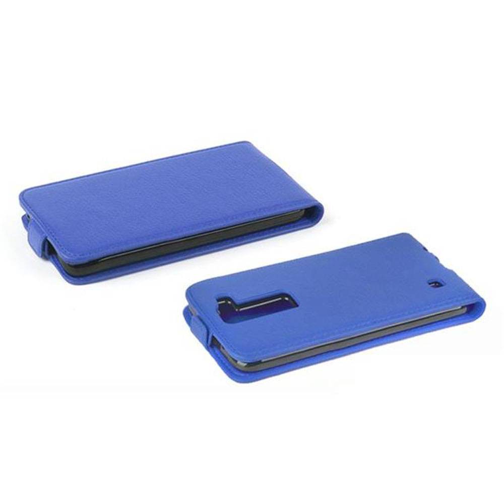Cadorabo Schutzhülle für LG K8 2016 Hülle in Blau Flip Etui Handyhülle Case Cover Kunstleder