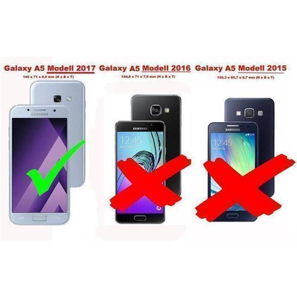 Cadorabo Schutzhülle für Samsung Galaxy A5 2017 Hülle in Schwarz Flip Etui Handyhülle Case Cover Kunstleder