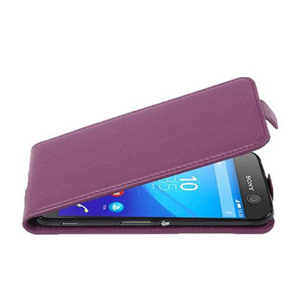 Cadorabo Schutzhülle für Sony Xperia M5 Hülle in Lila Flip Etui Handyhülle Case Cover Kunstleder