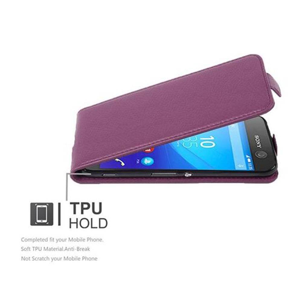 Cadorabo Schutzhülle für Sony Xperia M5 Hülle in Lila Flip Etui Handyhülle Case Cover Kunstleder