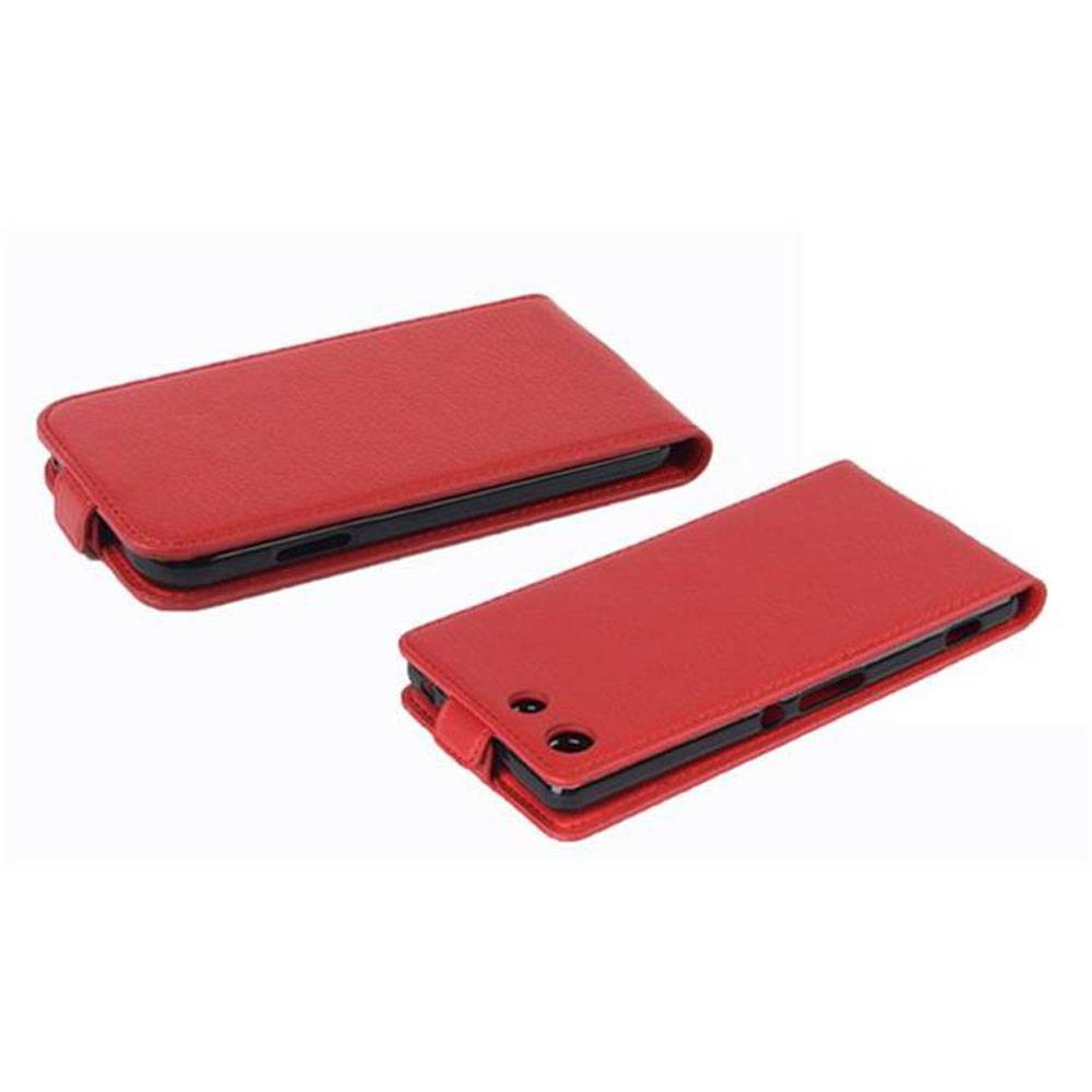 Cadorabo Schutzhülle für Sony Xperia M5 Hülle in Rot Flip Etui Handyhülle Case Cover Kunstleder