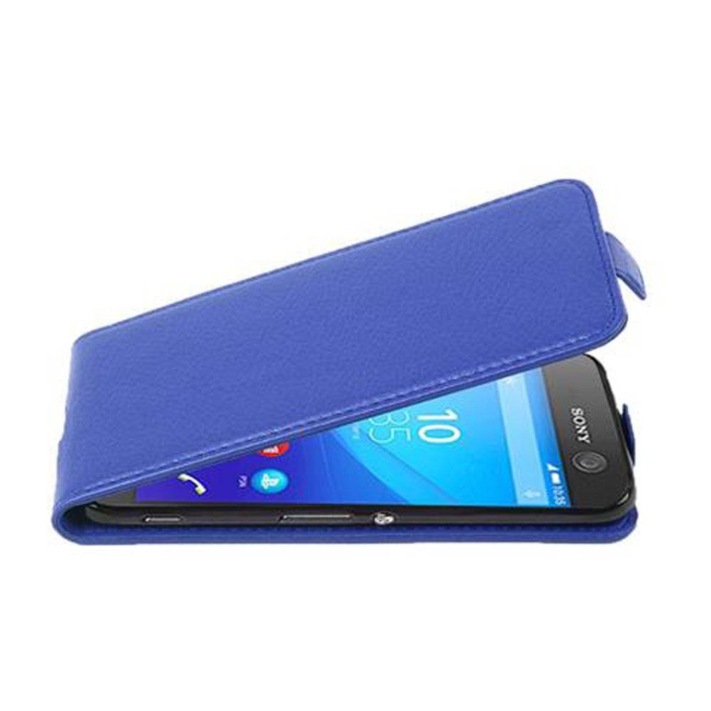 Cadorabo Schutzhülle für Sony Xperia M5 Hülle in Blau Flip Etui Handyhülle Case Cover Kunstleder