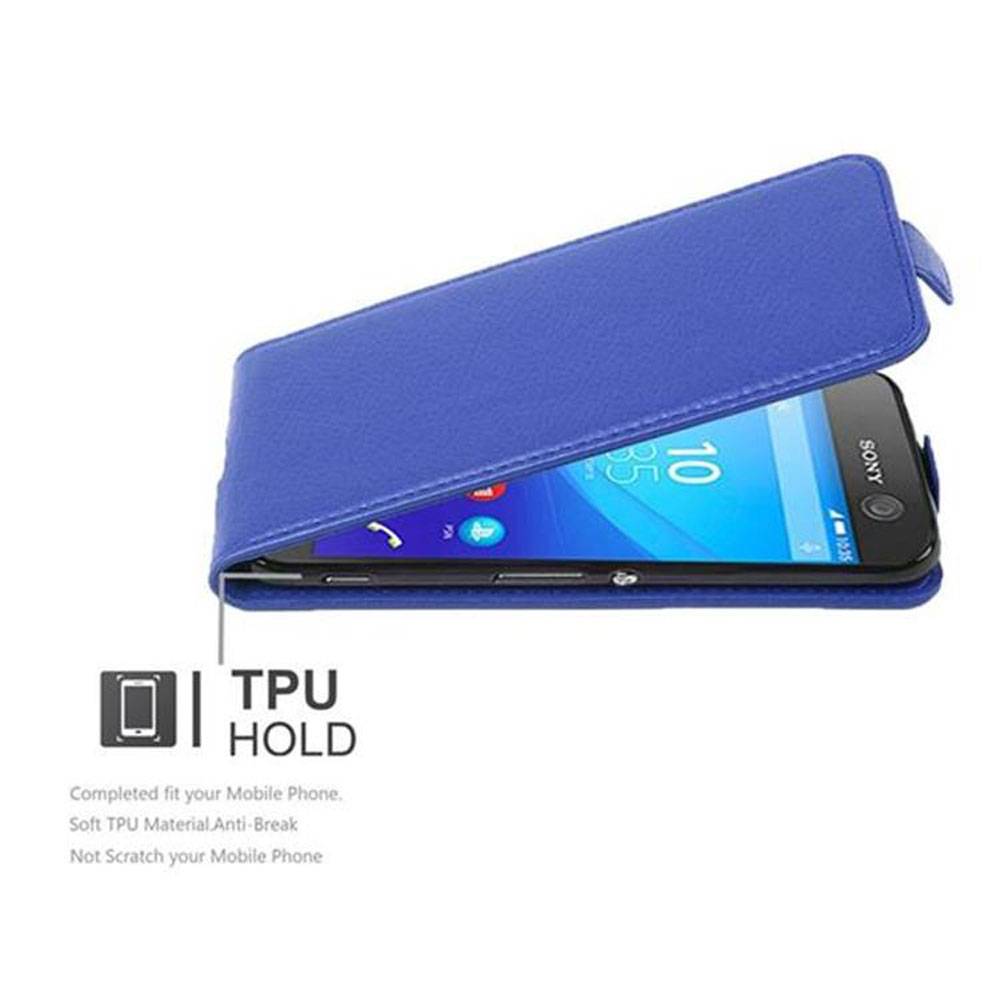 Cadorabo Schutzhülle für Sony Xperia M5 Hülle in Blau Flip Etui Handyhülle Case Cover Kunstleder