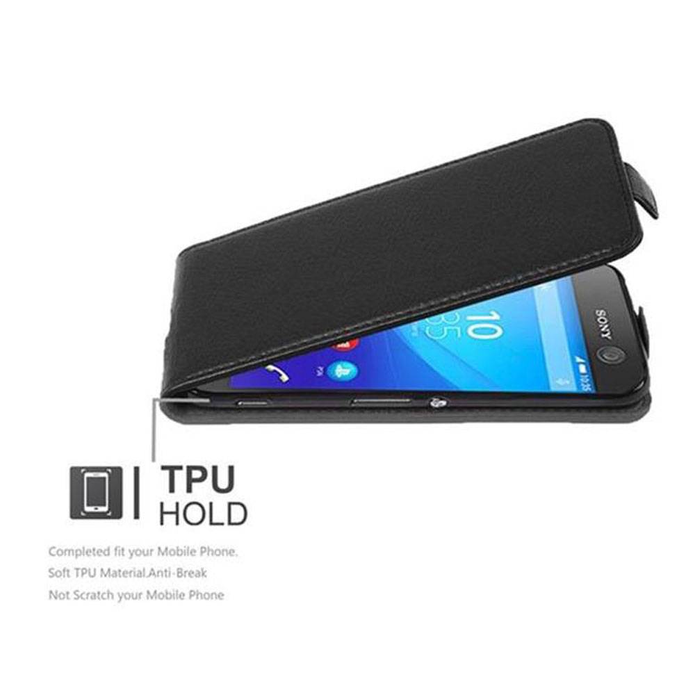 Cadorabo Schutzhülle für Sony Xperia M5 Hülle in Schwarz Flip Etui Handyhülle Case Cover Kunstleder