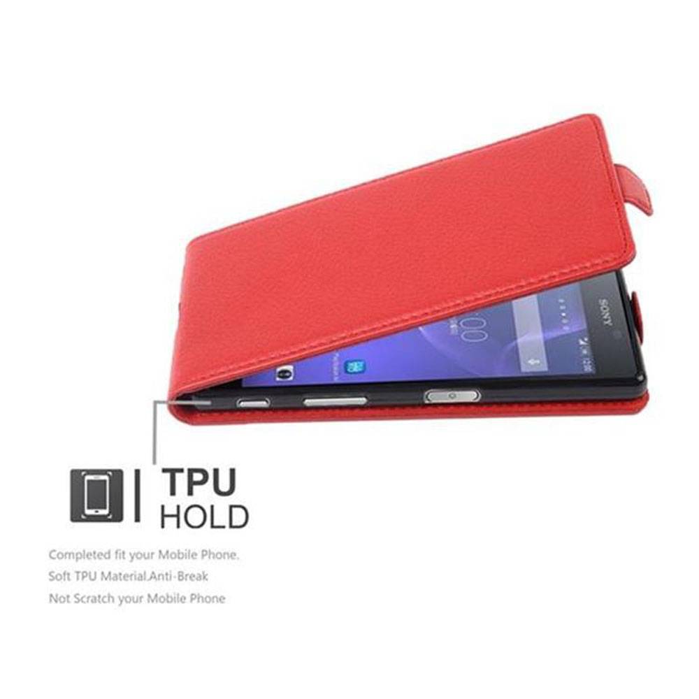 Cadorabo Schutzhülle für Sony Xperia X Hülle in Rot Flip Etui Handyhülle Case Cover Kunstleder