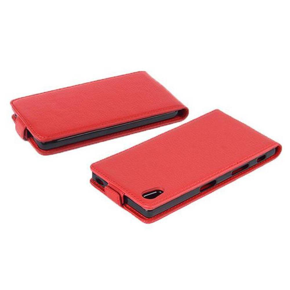 Cadorabo Schutzhülle für Sony Xperia X Hülle in Rot Flip Etui Handyhülle Case Cover Kunstleder
