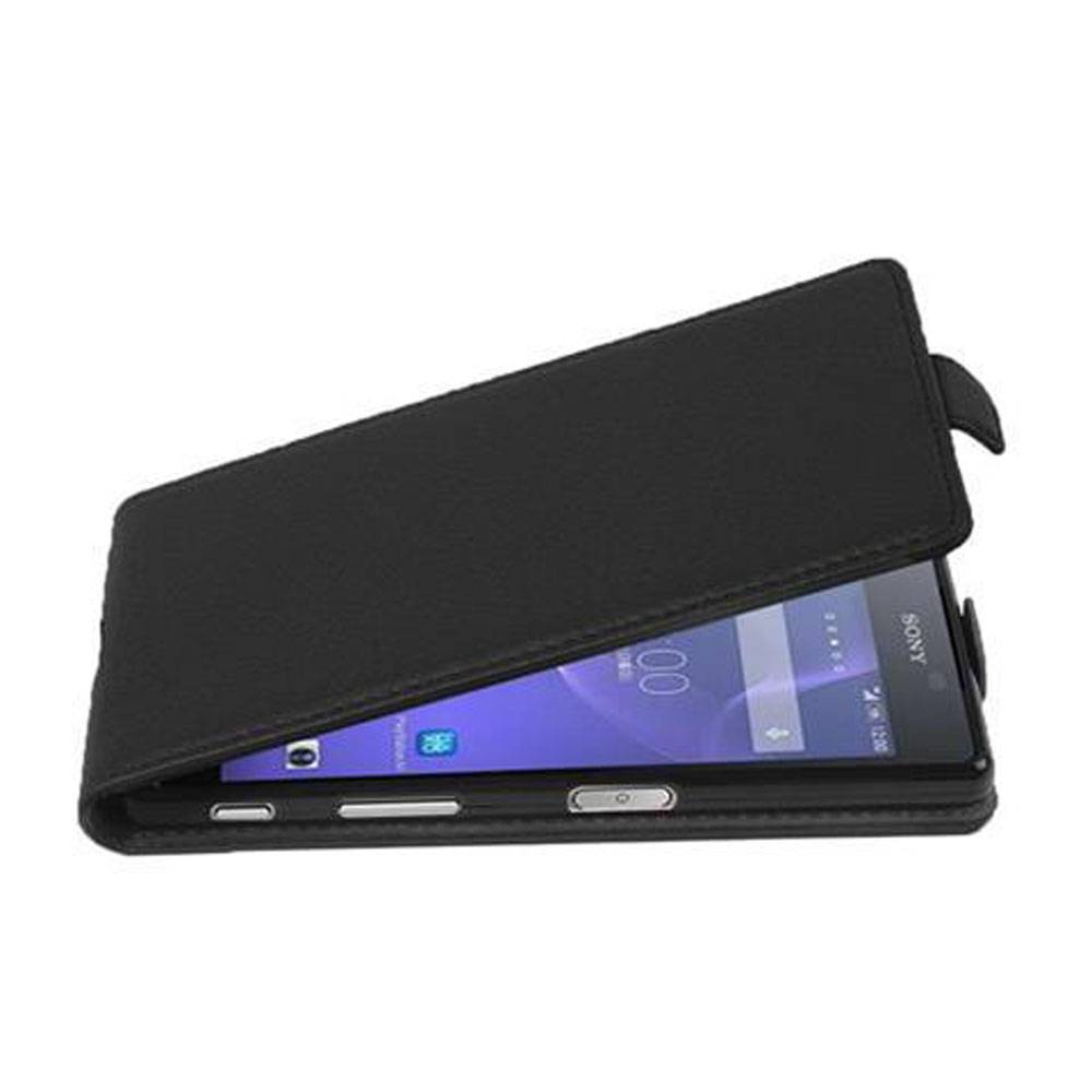 Cadorabo Schutzhülle für Sony Xperia X Hülle in Schwarz Flip Etui Handyhülle Case Cover Kunstleder