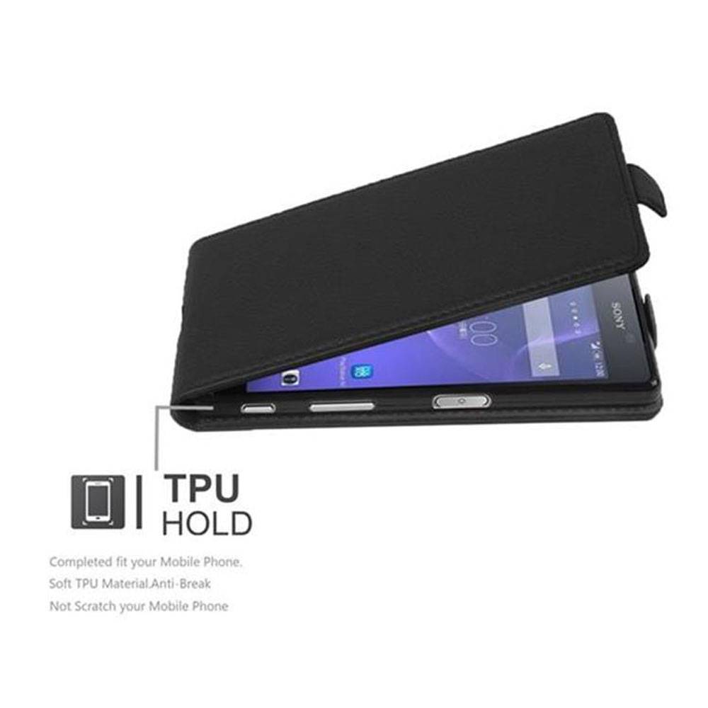 Cadorabo Schutzhülle für Sony Xperia X Hülle in Schwarz Flip Etui Handyhülle Case Cover Kunstleder