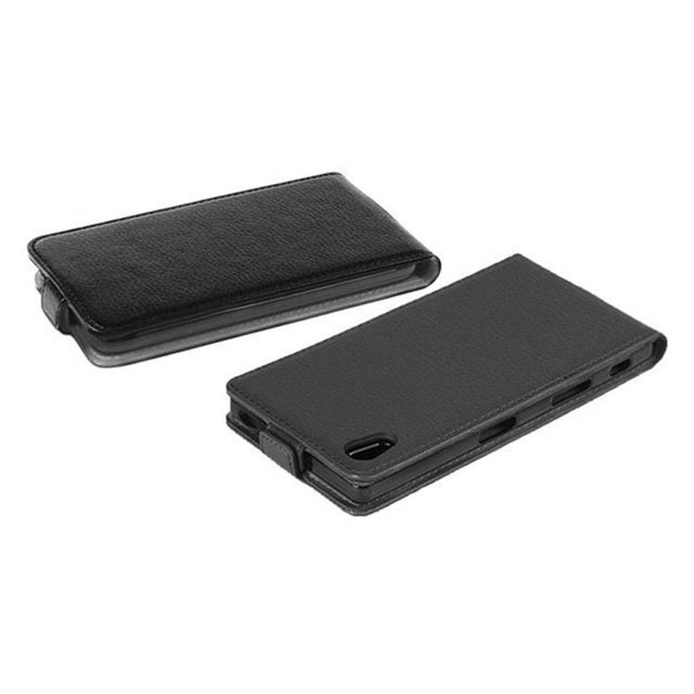 Cadorabo Schutzhülle für Sony Xperia X Hülle in Schwarz Flip Etui Handyhülle Case Cover Kunstleder