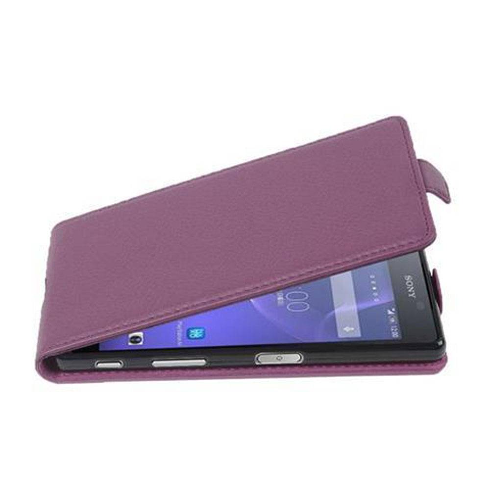Cadorabo Schutzhülle für Sony Xperia X PERFORMANCE Hülle in Lila Flip Etui Handyhülle Case Cover Kunstleder