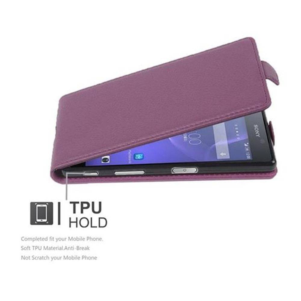 Cadorabo Schutzhülle für Sony Xperia X PERFORMANCE Hülle in Lila Flip Etui Handyhülle Case Cover Kunstleder