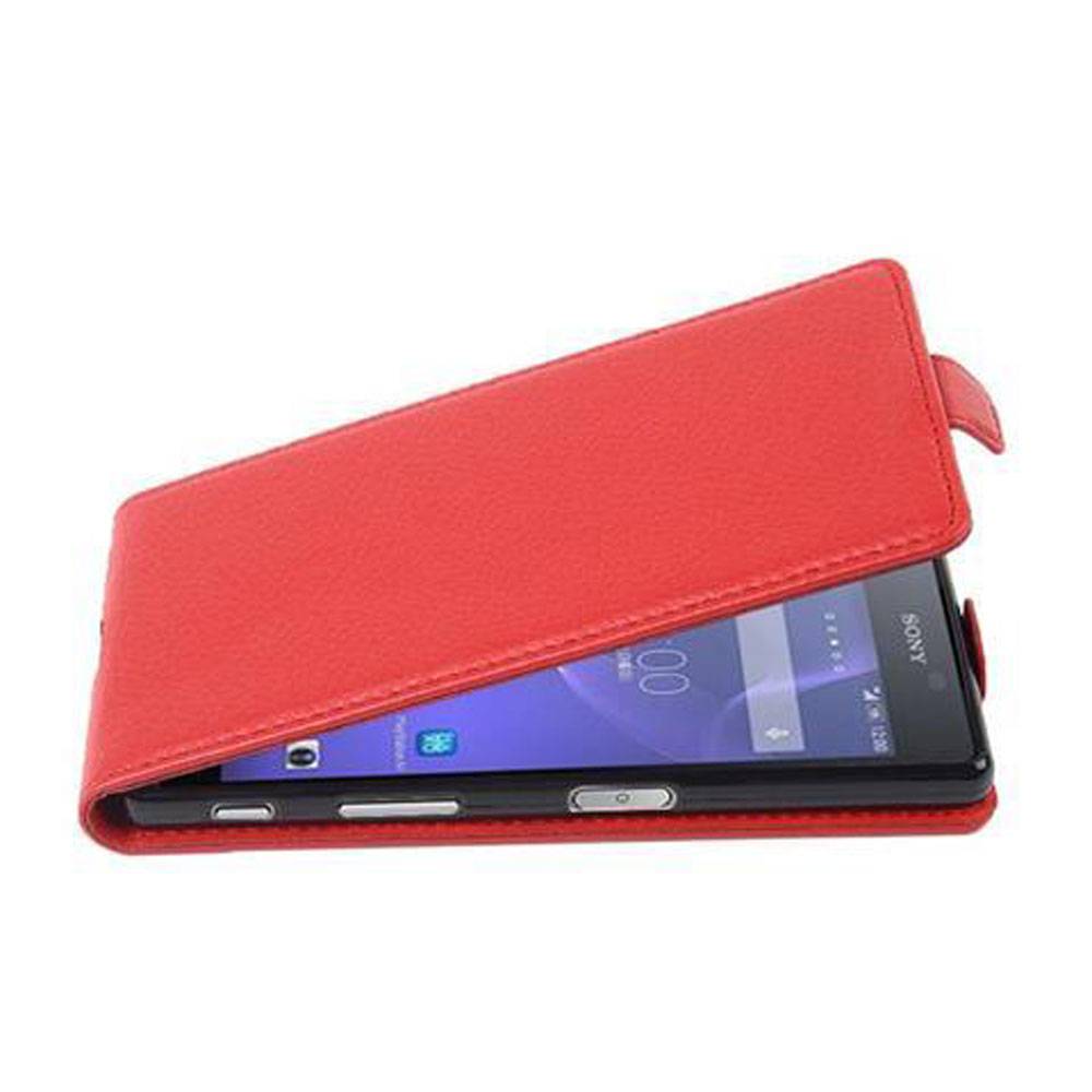 Cadorabo Schutzhülle für Sony Xperia X PERFORMANCE Hülle in Rot Flip Etui Handyhülle Case Cover Kunstleder