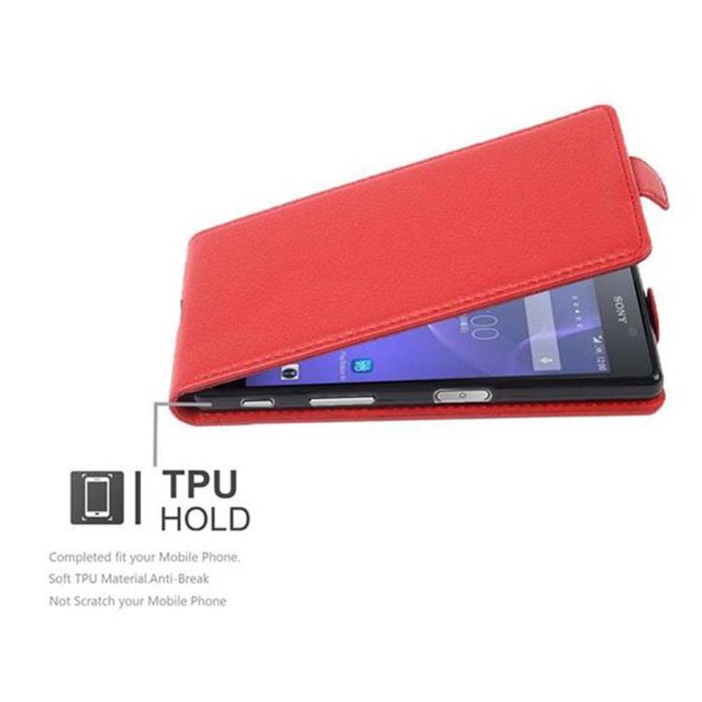 Cadorabo Schutzhülle für Sony Xperia X PERFORMANCE Hülle in Rot Flip Etui Handyhülle Case Cover Kunstleder