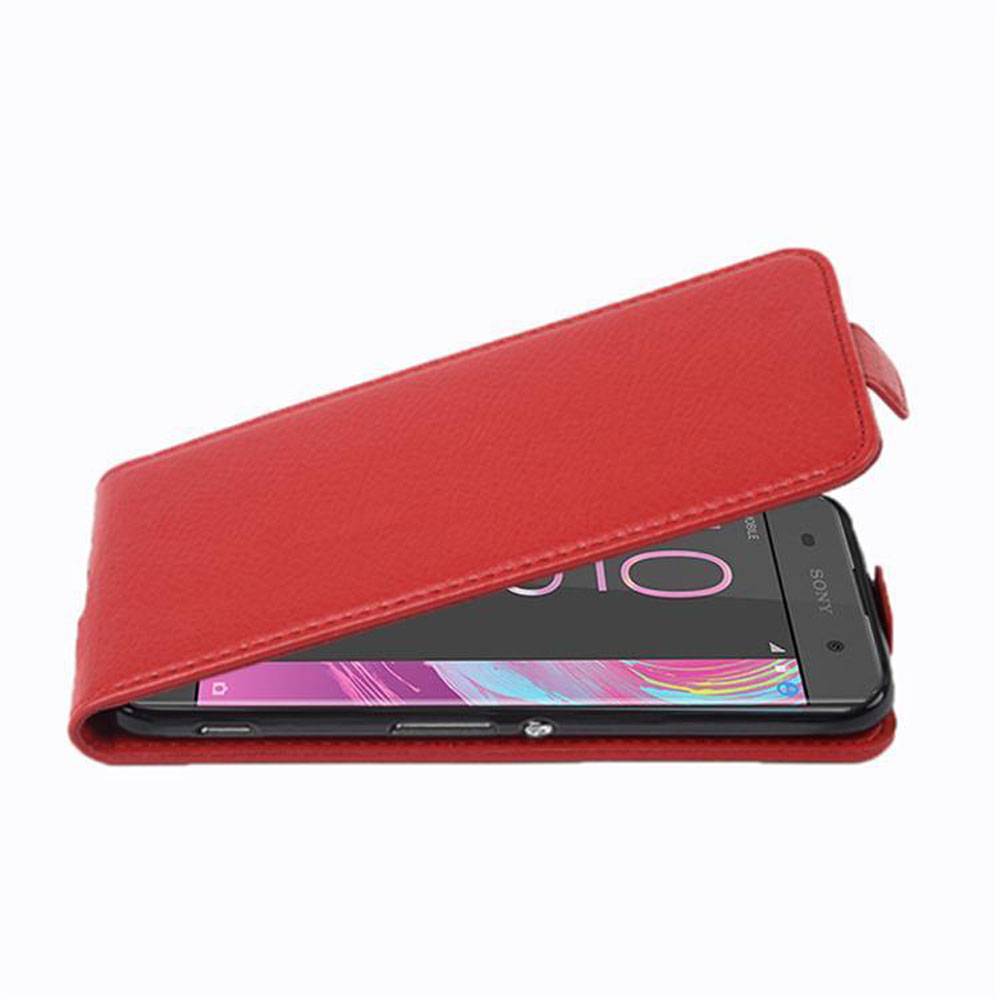 Cadorabo Schutzhülle für Sony Xperia XA Hülle in Rot Flip Etui Handyhülle Case Cover Kunstleder