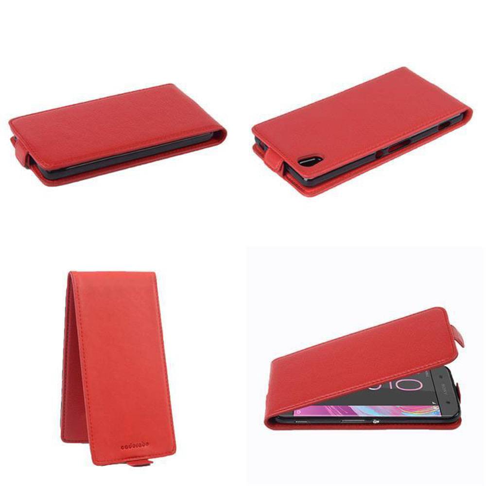 Cadorabo Schutzhülle für Sony Xperia XA Hülle in Rot Flip Etui Handyhülle Case Cover Kunstleder