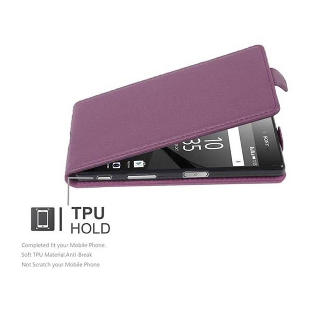Cadorabo Schutzhülle für Sony Xperia Z5 Hülle in Lila Flip Etui Handyhülle Case Cover Kunstleder