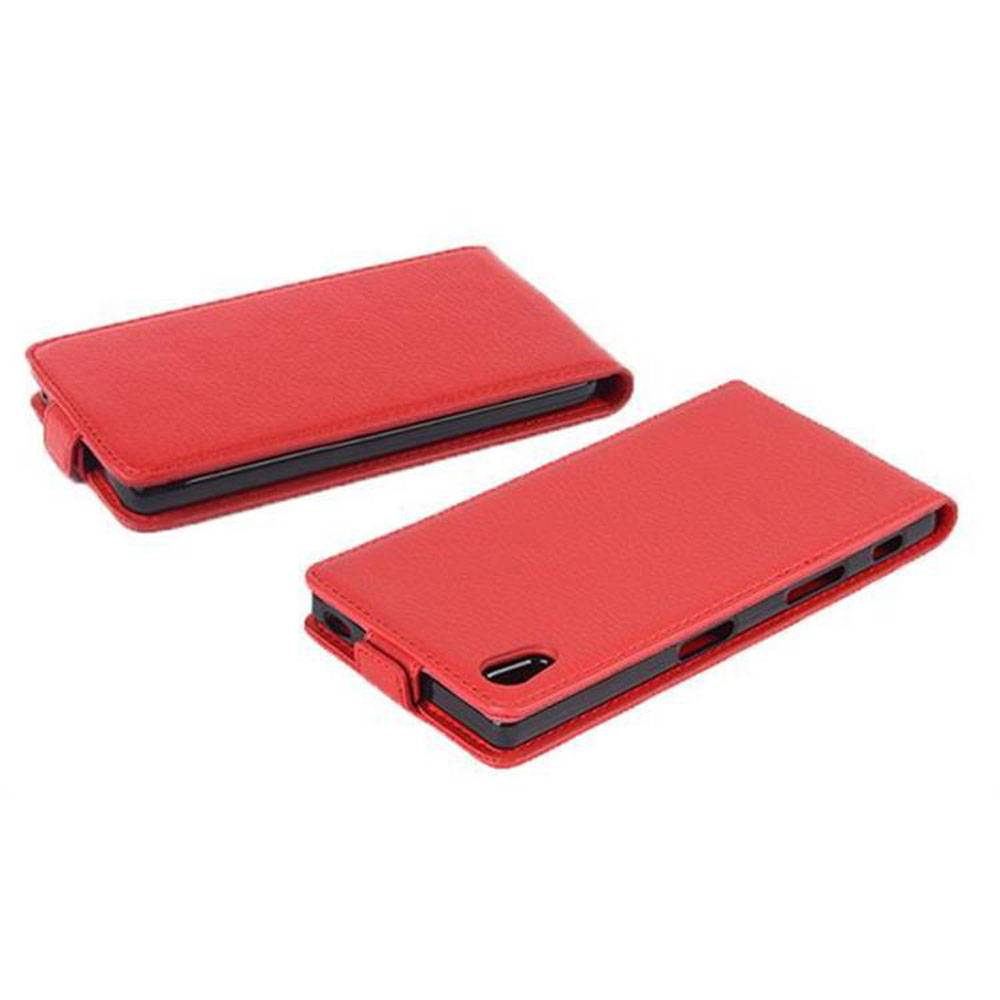 Cadorabo Schutzhülle für Sony Xperia Z5 Hülle in Rot Flip Etui Handyhülle Case Cover Kunstleder