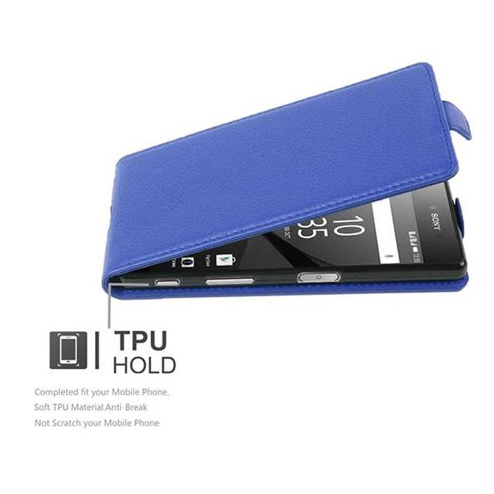 Cadorabo Schutzhülle für Sony Xperia Z5 Hülle in Blau Flip Etui Handyhülle Case Cover Kunstleder