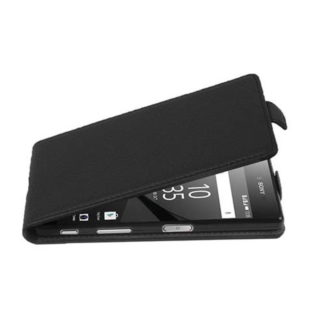 Cadorabo Schutzhülle für Sony Xperia Z5 Hülle in Schwarz Flip Etui Handyhülle Case Cover Kunstleder