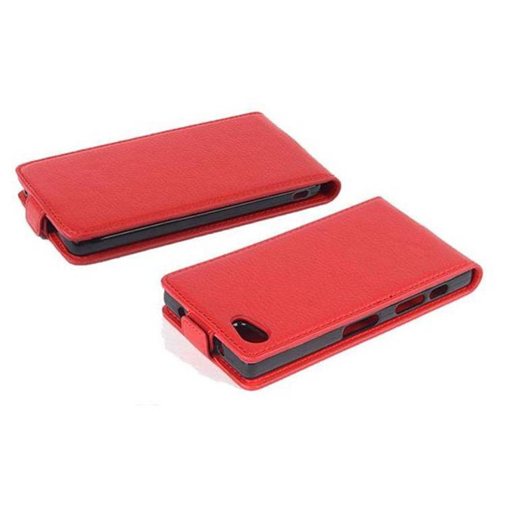 Cadorabo Schutzhülle für Sony Xperia Z5 COMPACT Hülle in Rot Flip Etui Handyhülle Case Cover Kunstleder