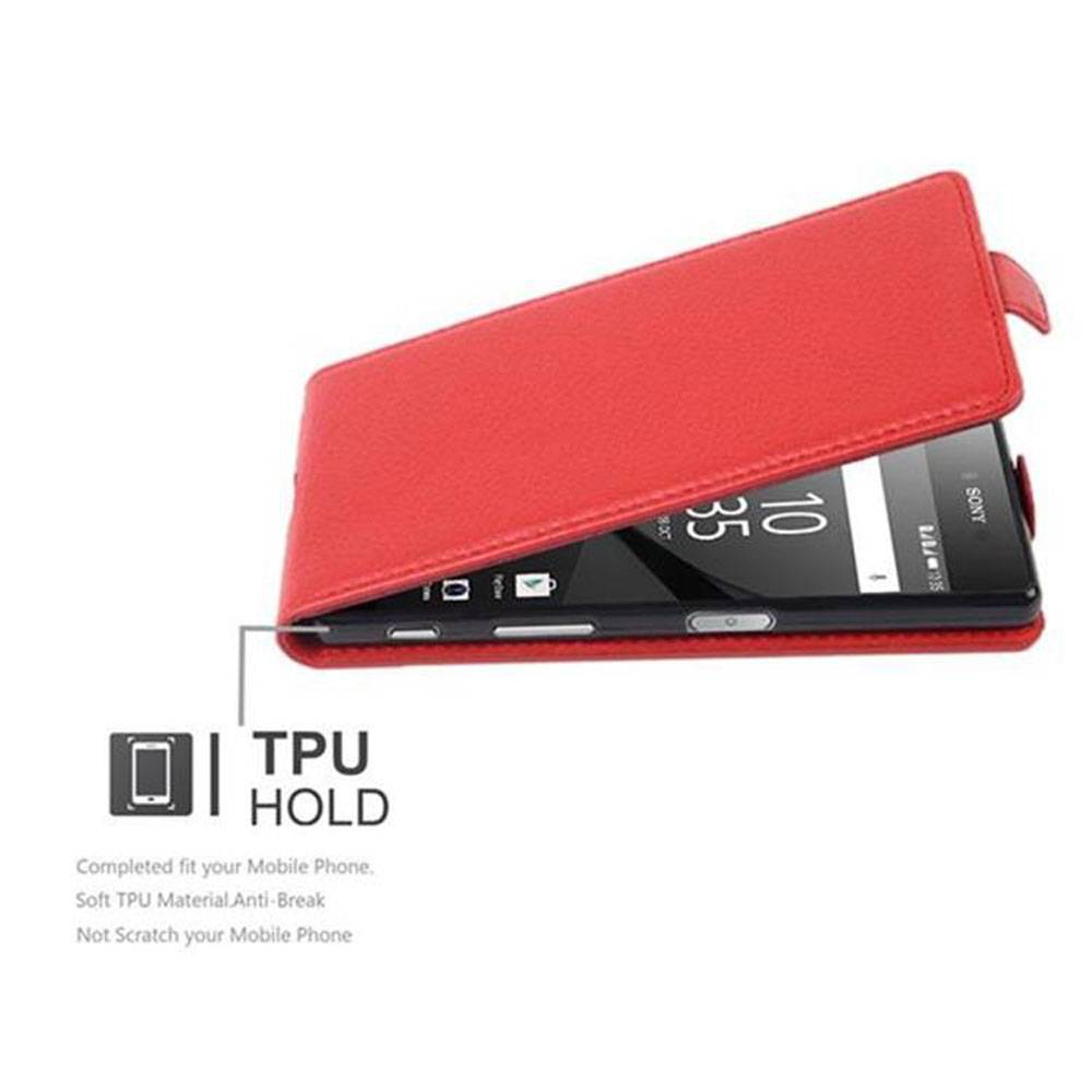 Cadorabo Schutzhülle für Sony Xperia Z5 COMPACT Hülle in Rot Flip Etui Handyhülle Case Cover Kunstleder