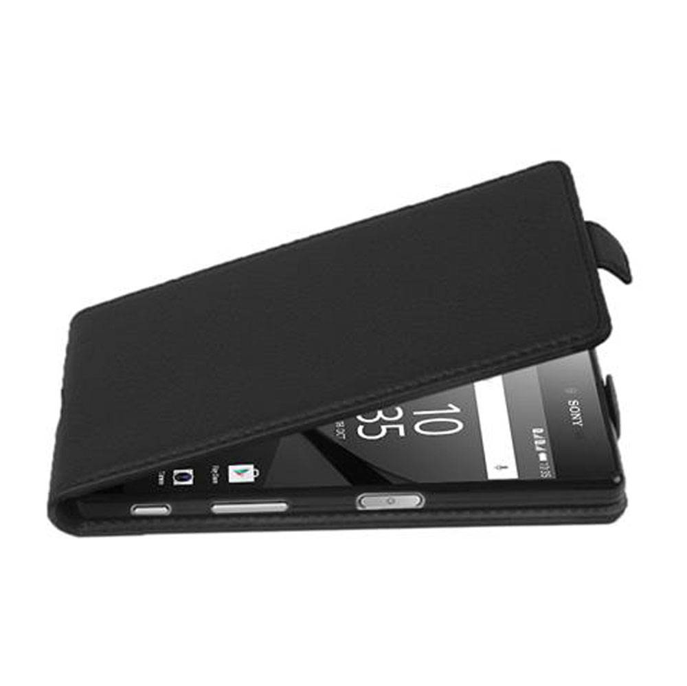 Cadorabo Schutzhülle für Sony Xperia Z5 COMPACT Hülle in Schwarz Flip Etui Handyhülle Case Cover Kunstleder