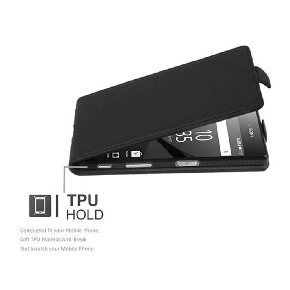 Cadorabo Schutzhülle für Sony Xperia Z5 COMPACT Hülle in Schwarz Flip Etui Handyhülle Case Cover Kunstleder