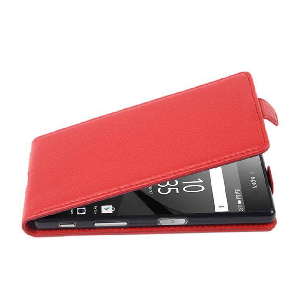 Cadorabo Schutzhülle für Sony Xperia Z5 PREMIUM Hülle in Rot Flip Etui Handyhülle Case Cover Kunstleder
