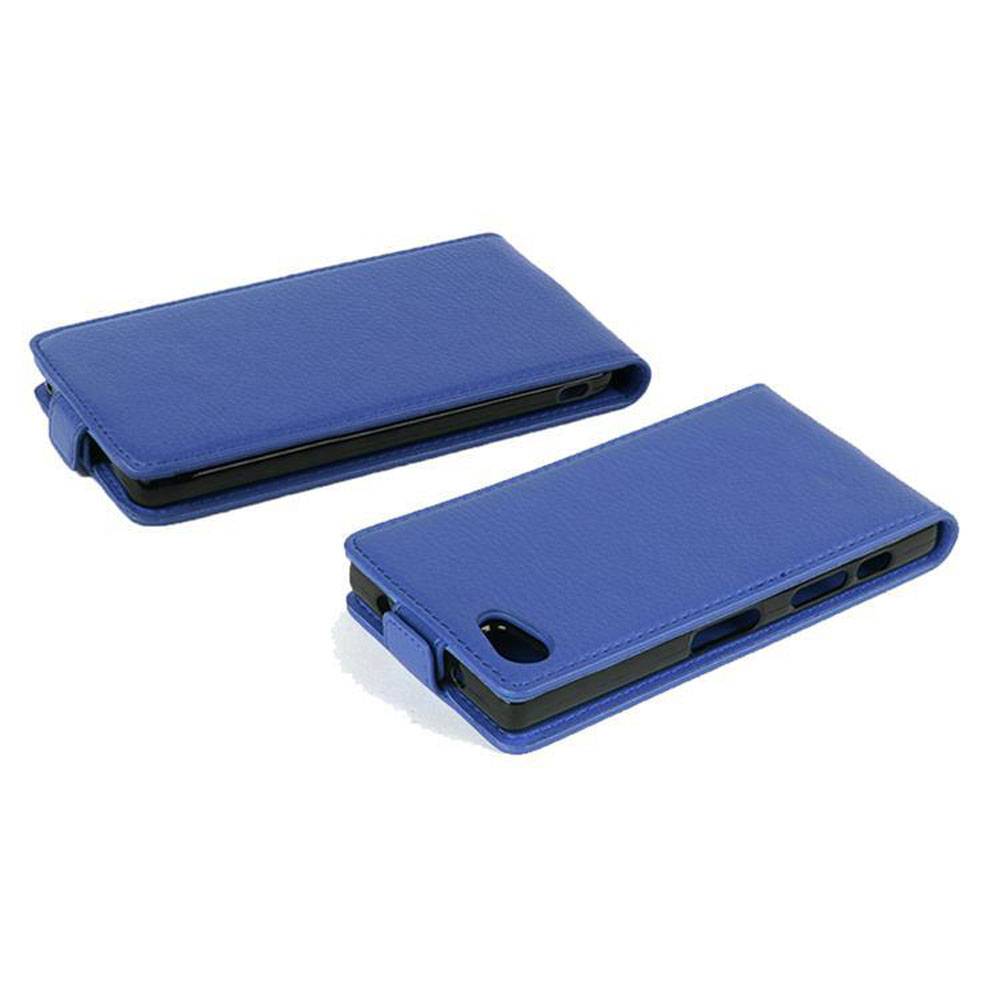 Cadorabo Schutzhülle für Sony Xperia Z5 PREMIUM Hülle in Blau Flip Etui Handyhülle Case Cover Kunstleder