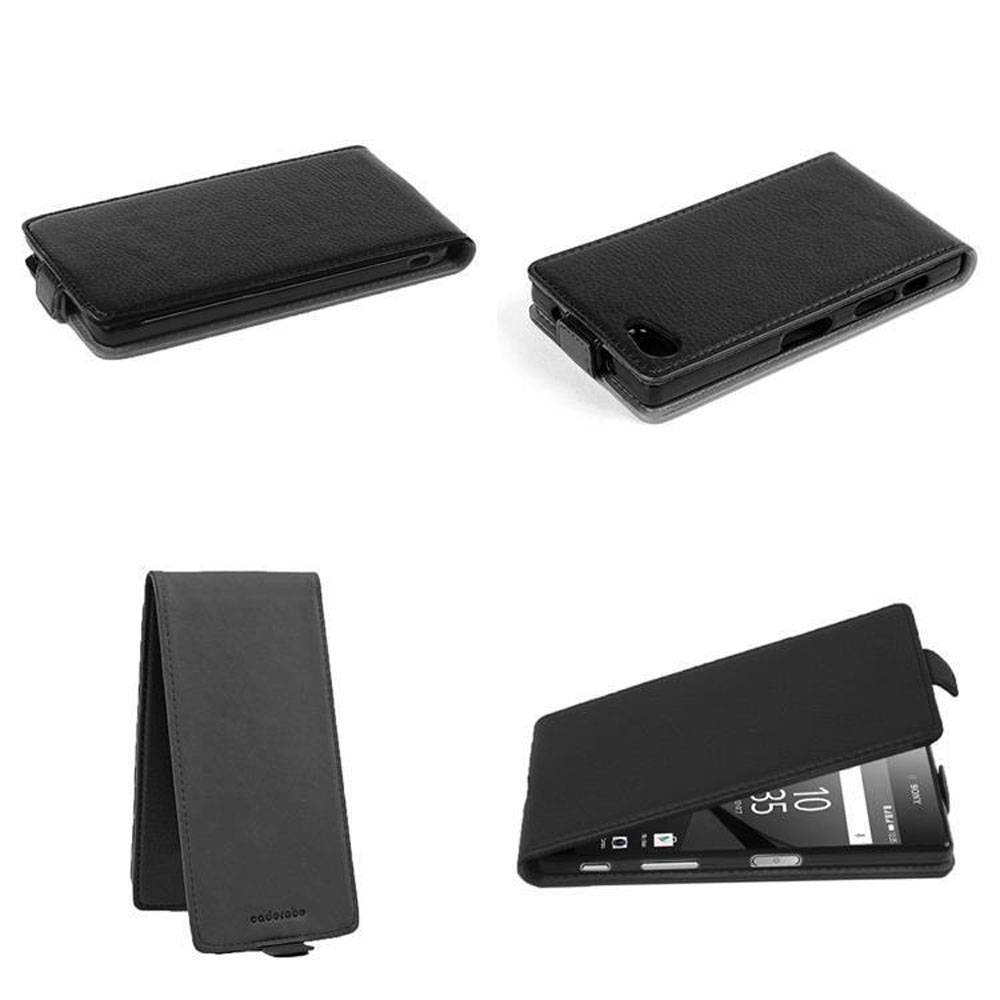 Cadorabo Schutzhülle für Sony Xperia Z5 PREMIUM Hülle in Schwarz Flip Etui Handyhülle Case Cover Kunstleder