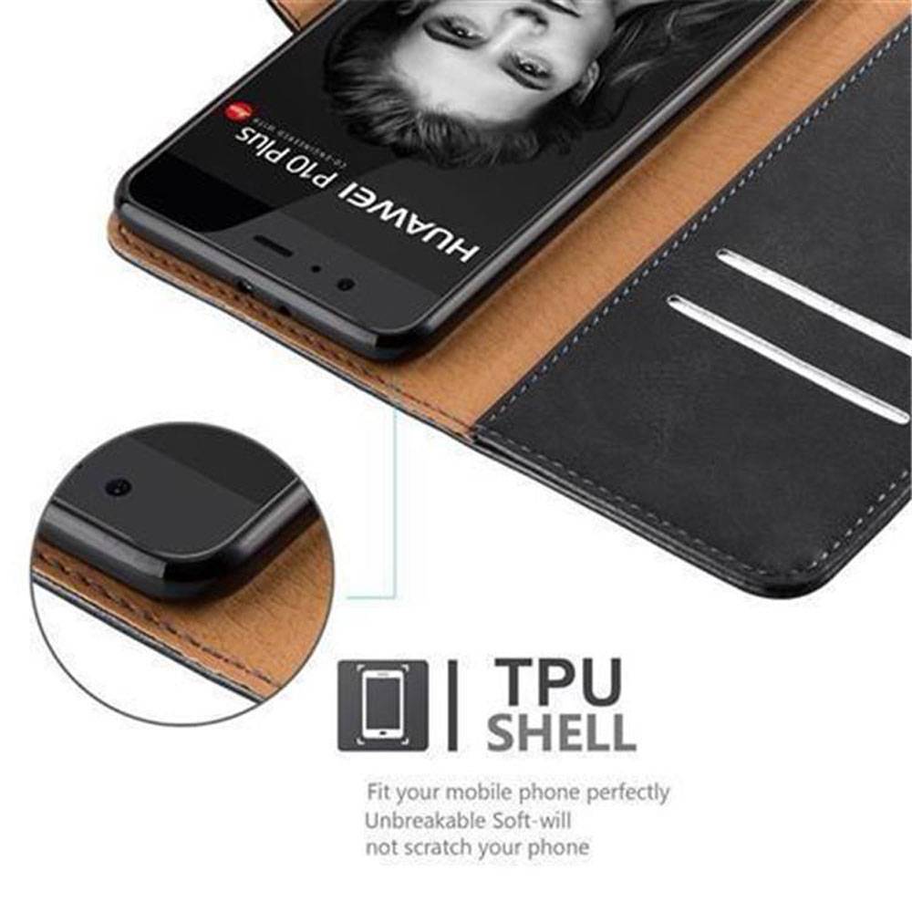 Cadorabo Hülle für Huawei P10 Schutzhülle in Schwarz Handyhülle Book Tasche Case Etui Luxury