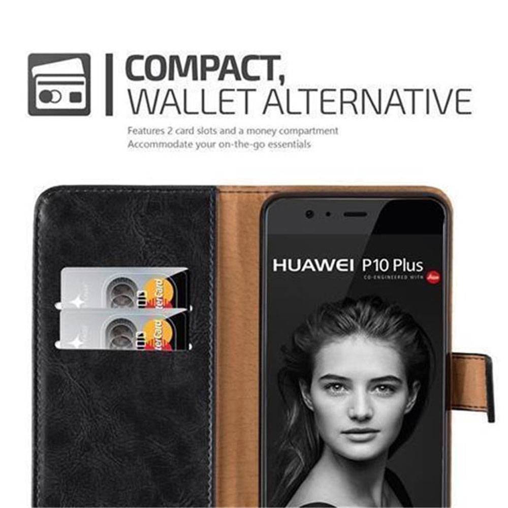 Cadorabo Hülle für Huawei P10 Schutzhülle in Schwarz Handyhülle Book Tasche Case Etui Luxury