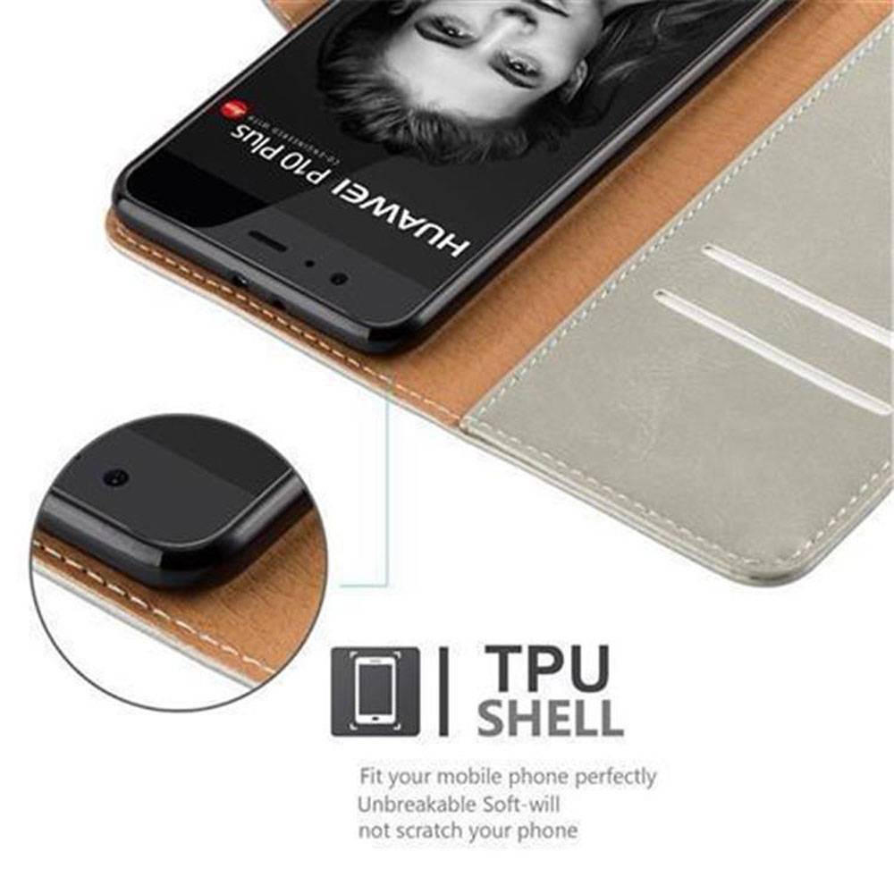 Cadorabo Hülle für Huawei P10 PLUS Schutzhülle in Braun Handyhülle Book Tasche Case Etui Luxury