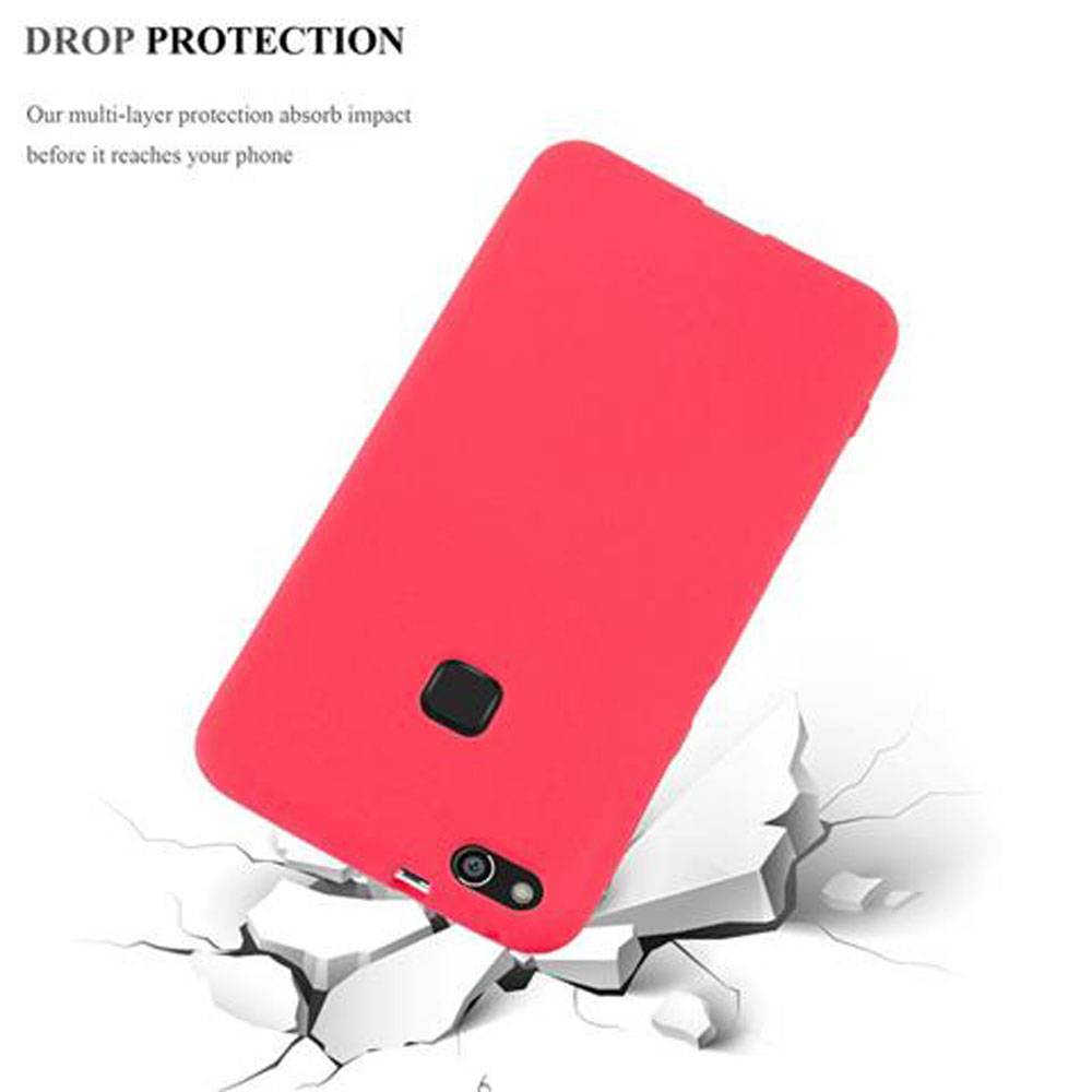 Cadorabo Schutzhülle für Huawei P10 LITE Hülle in Rot Handyhülle TPU Etui Cover Case