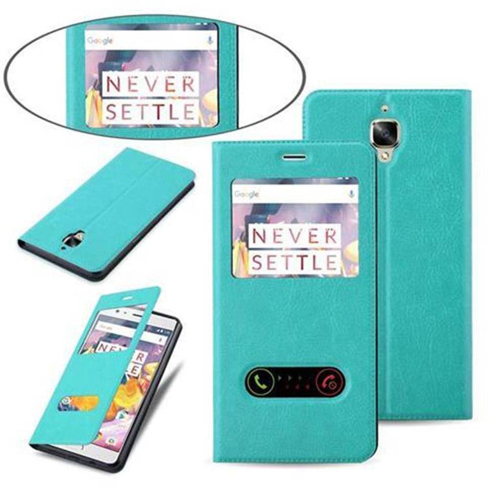 Cadorabo Schutzhülle für OnePlus 3 / 3T Hülle in Türkis Handyhülle Book Case Cover Etui