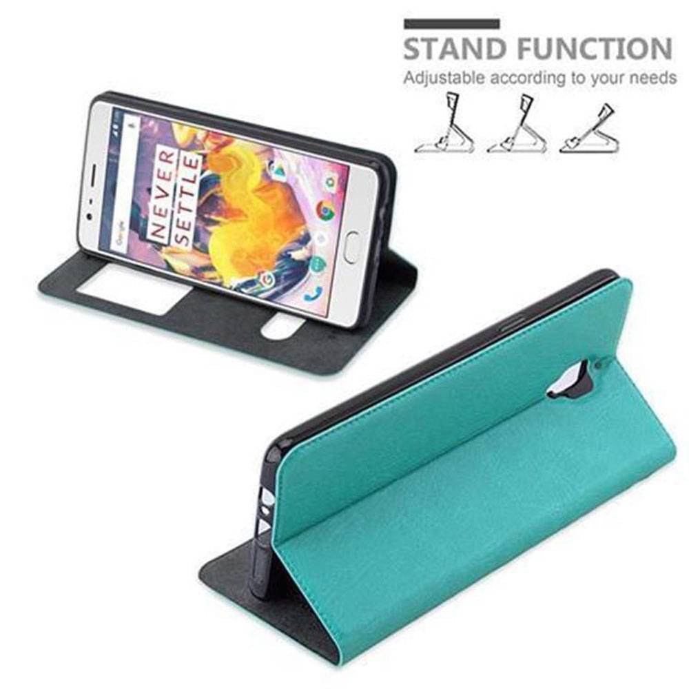 Cadorabo Schutzhülle für OnePlus 3 / 3T Hülle in Türkis Handyhülle Book Case Cover Etui