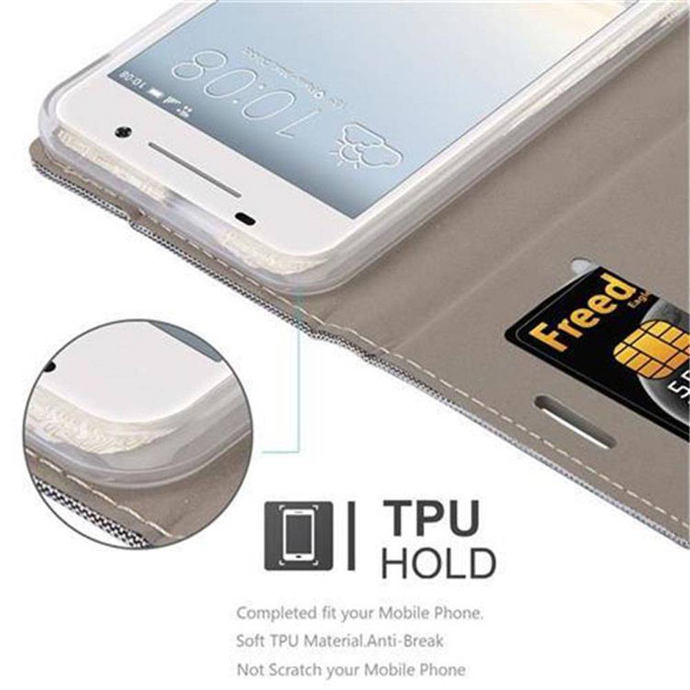 Cadorabo Hülle für HTC ONE A9 Schutzhülle in Grau Handy Hülle Etui Book Case Cover