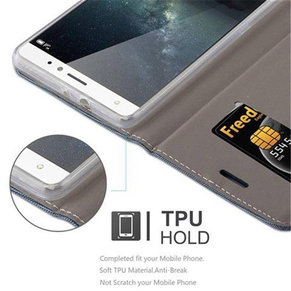 Cadorabo Hülle für Huawei MATE S Schutzhülle in Blau Handy Hülle Etui Book Case Cover