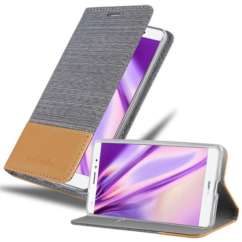 Cadorabo Hülle für Huawei MATE S Schutzhülle in Grau Handy Hülle Etui Book Case Cover