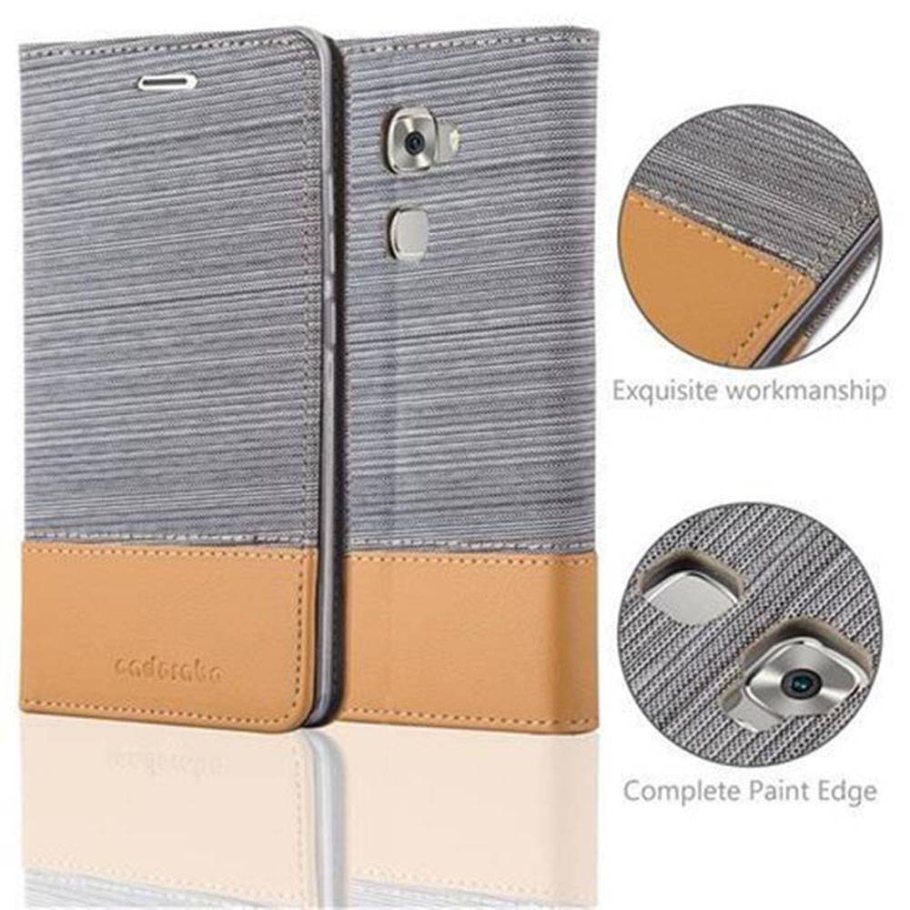 Cadorabo Hülle für Huawei MATE S Schutzhülle in Grau Handy Hülle Etui Book Case Cover
