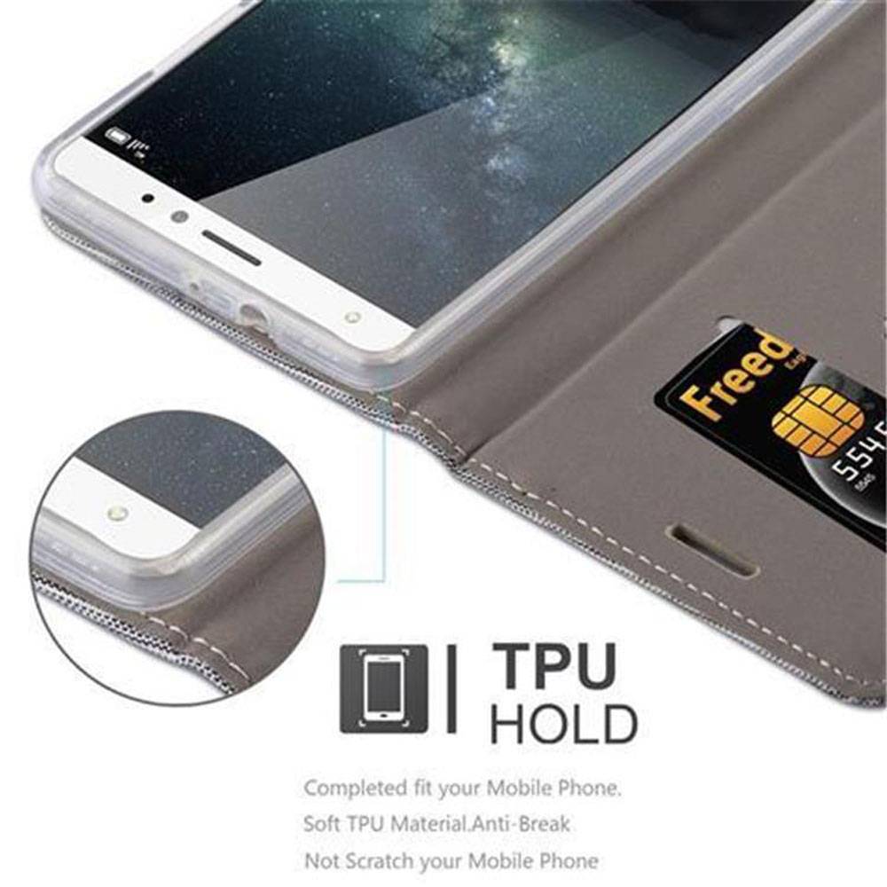Cadorabo Hülle für Huawei MATE S Schutzhülle in Grau Handy Hülle Etui Book Case Cover