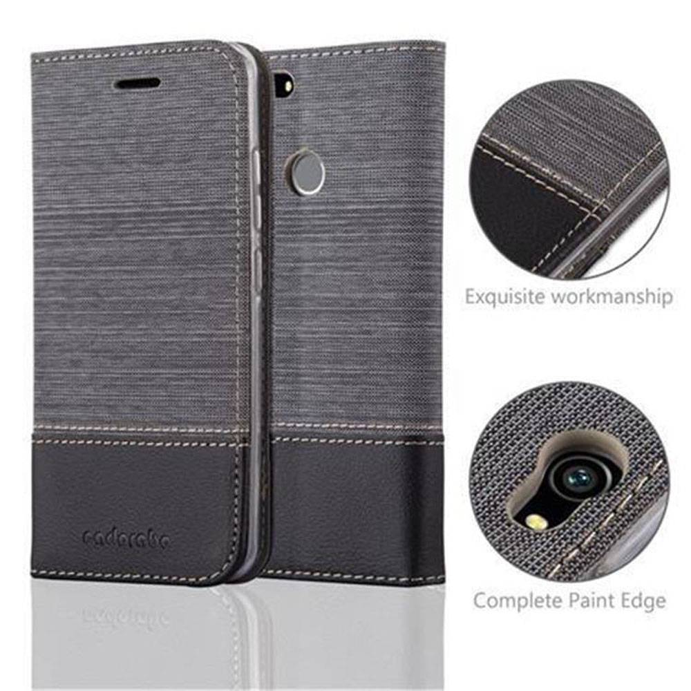 Cadorabo Hülle für Huawei NOVA Schutzhülle in Grau Handy Hülle Etui Book Case Cover
