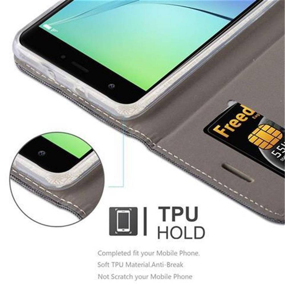 Cadorabo Hülle für Huawei NOVA Schutzhülle in Grau Handy Hülle Etui Book Case Cover