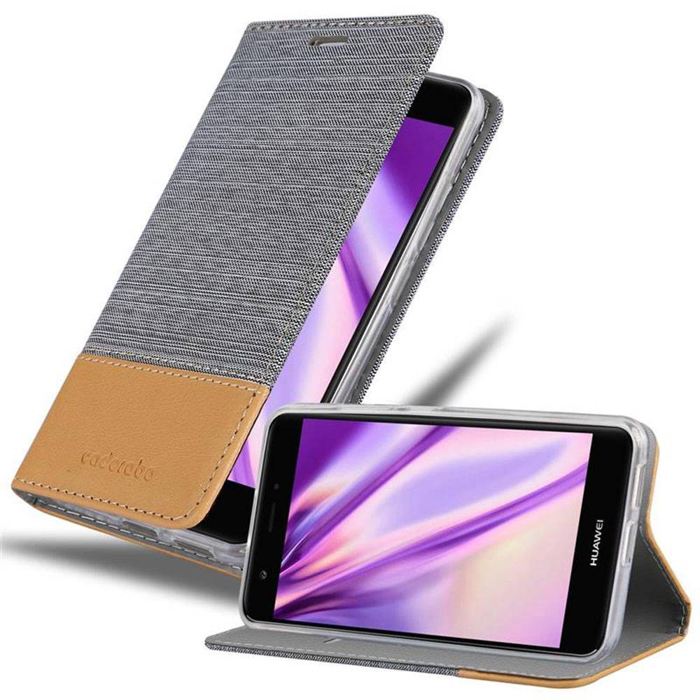 Cadorabo Hülle für Huawei NOVA Schutzhülle in Grau Handy Hülle Etui Book Case Cover