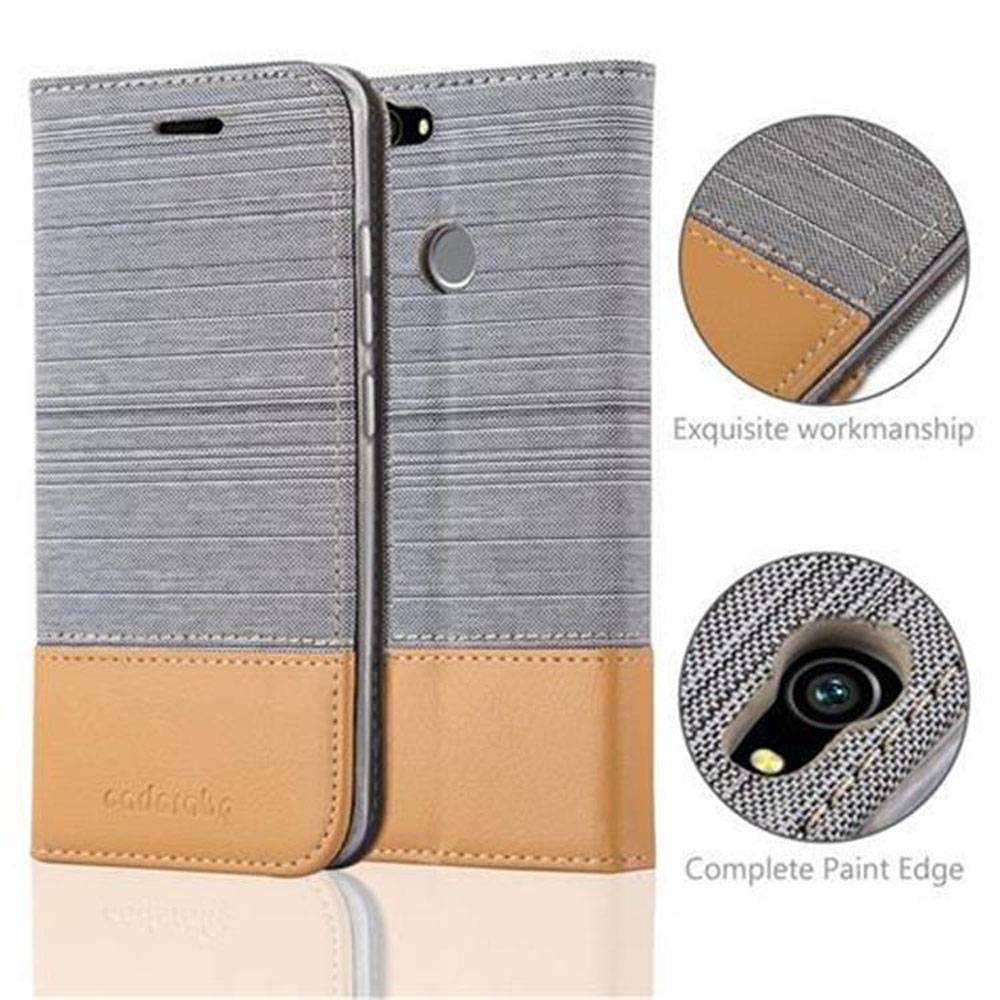 Cadorabo Hülle für Huawei NOVA Schutzhülle in Grau Handy Hülle Etui Book Case Cover