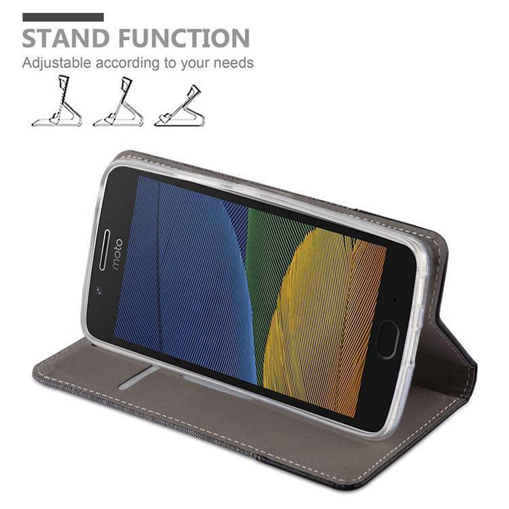 Cadorabo Hülle für Motorola MOTO G5 PLUS Schutzhülle in Grau Handy Hülle Etui Book Case Cover