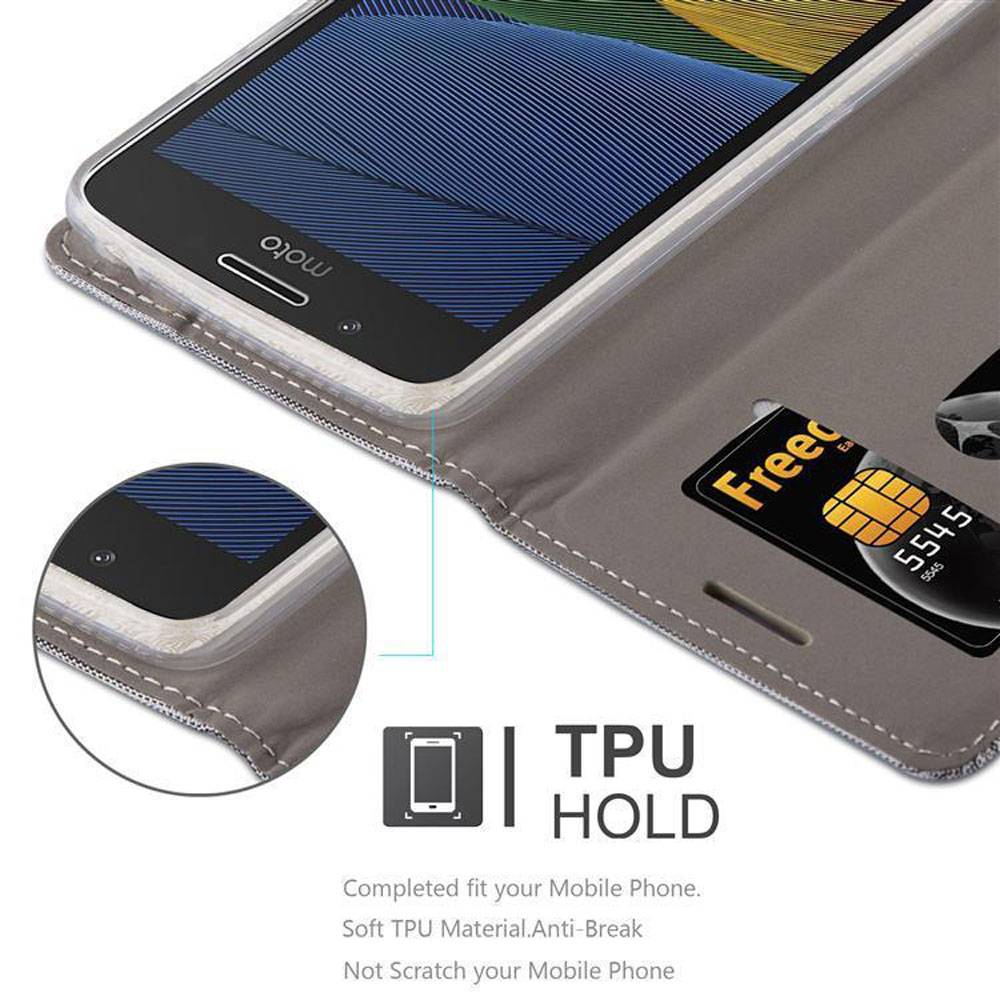 Cadorabo Hülle für Motorola MOTO G5 PLUS Schutzhülle in Grau Handy Hülle Etui Book Case Cover