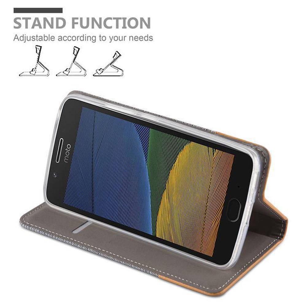 Cadorabo Hülle für Motorola MOTO G5 PLUS Schutzhülle in Grau Handy Hülle Etui Book Case Cover