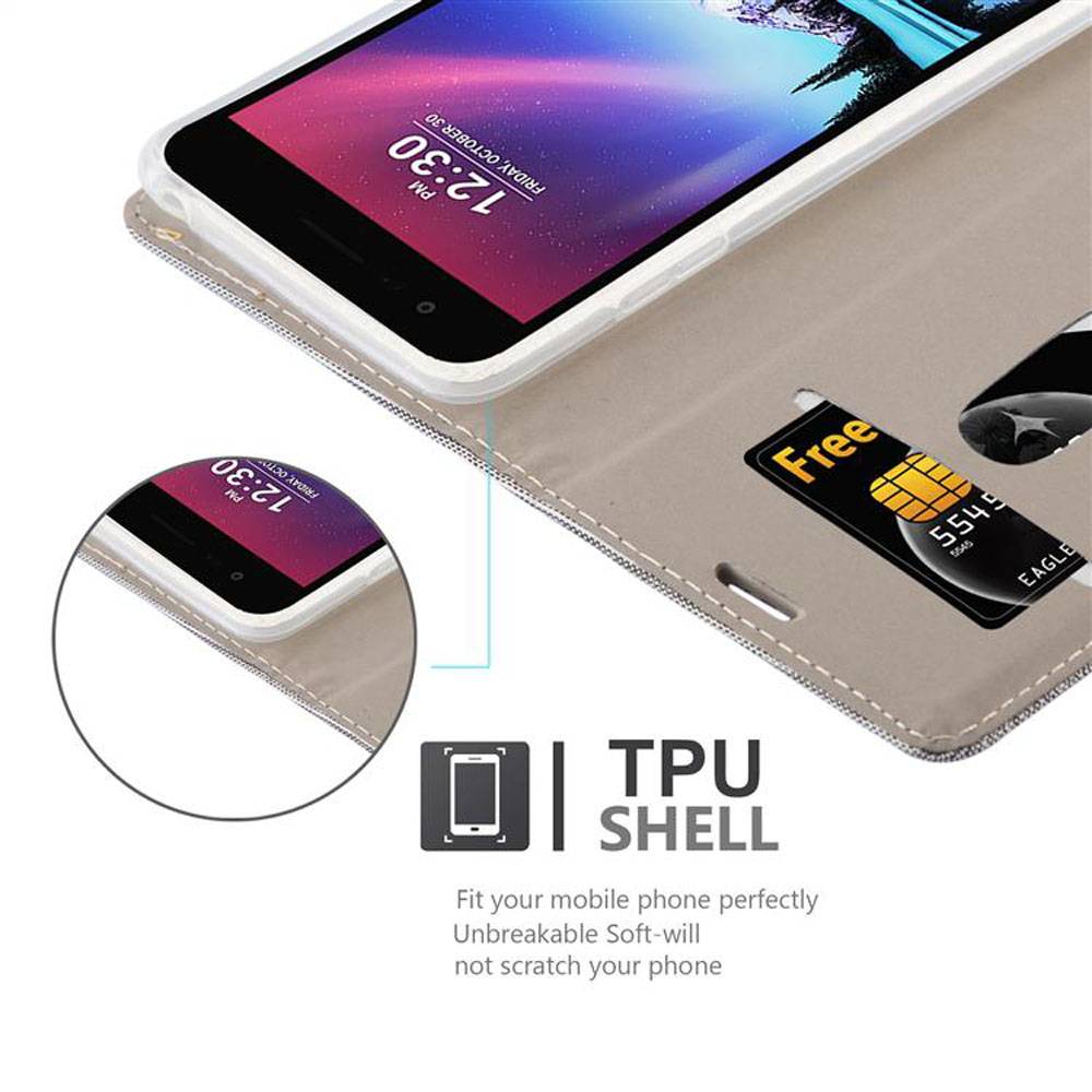 Cadorabo Hülle für LG K4 2017 Schutzhülle in Grau Handy Hülle Etui Book Case Cover