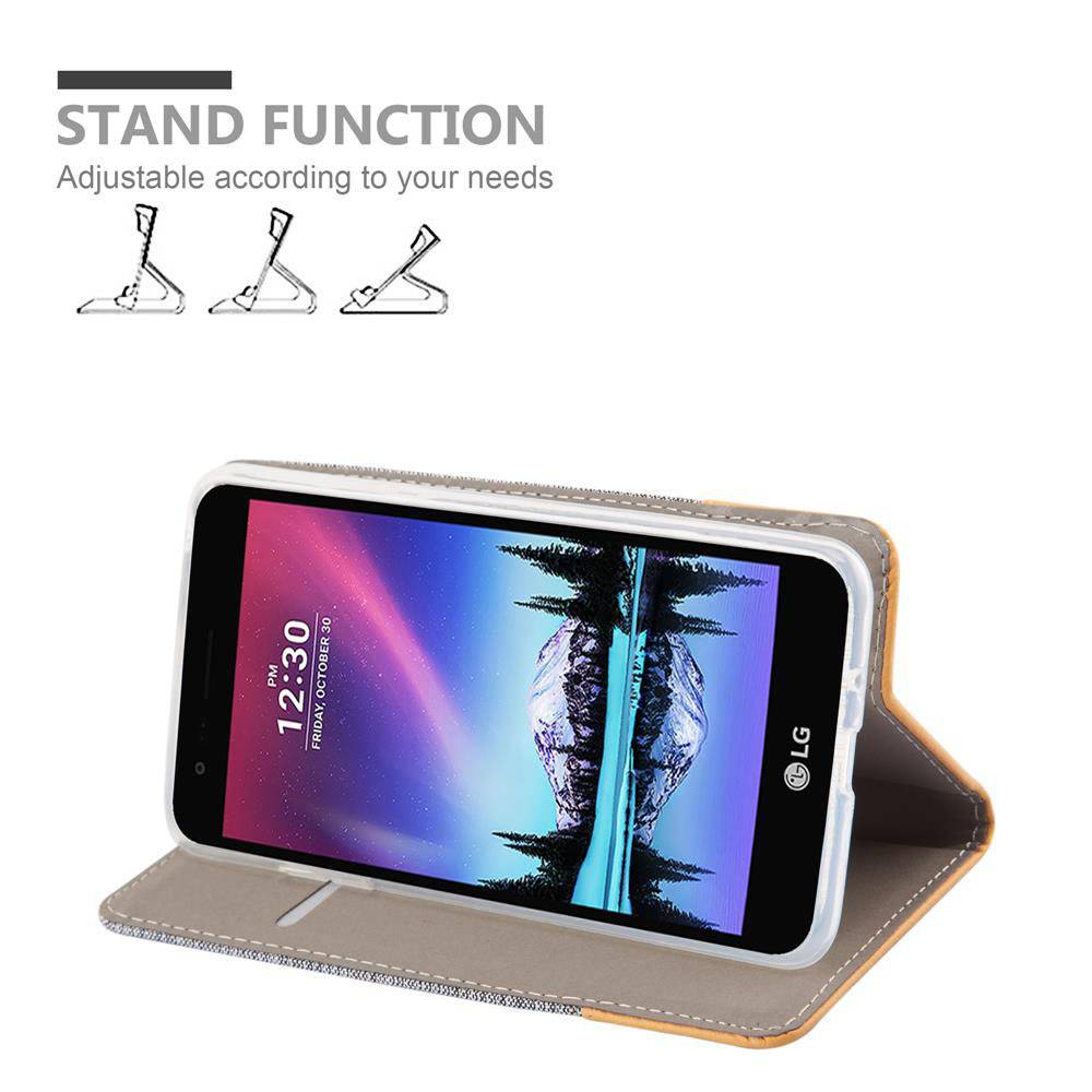 Cadorabo Hülle für LG K4 2017 Schutzhülle in Grau Handy Hülle Etui Book Case Cover